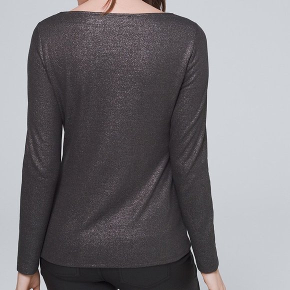 WHBM Draped Metallic-Knit Top, Size S, EUC - Picture 2 of 7